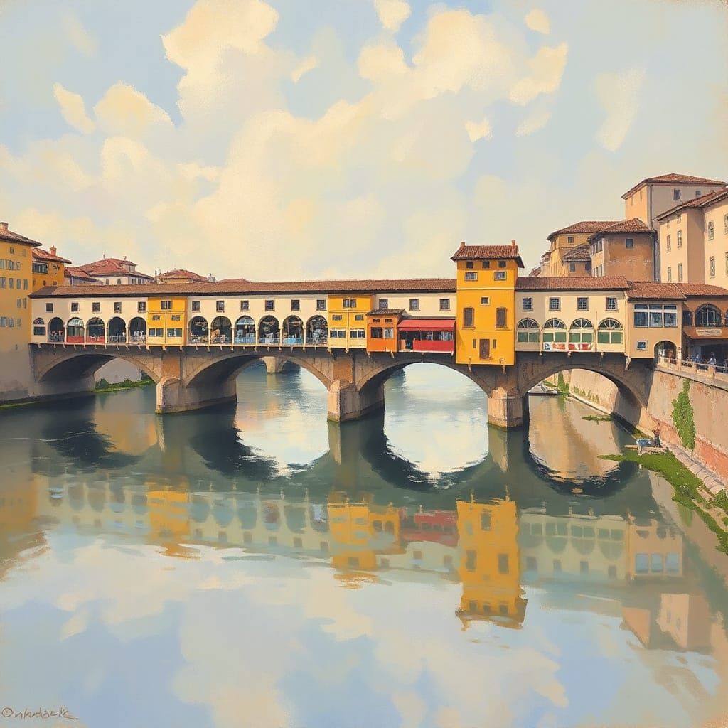 Ponte Vecchio bridge over the Arno River in Florence, Italy