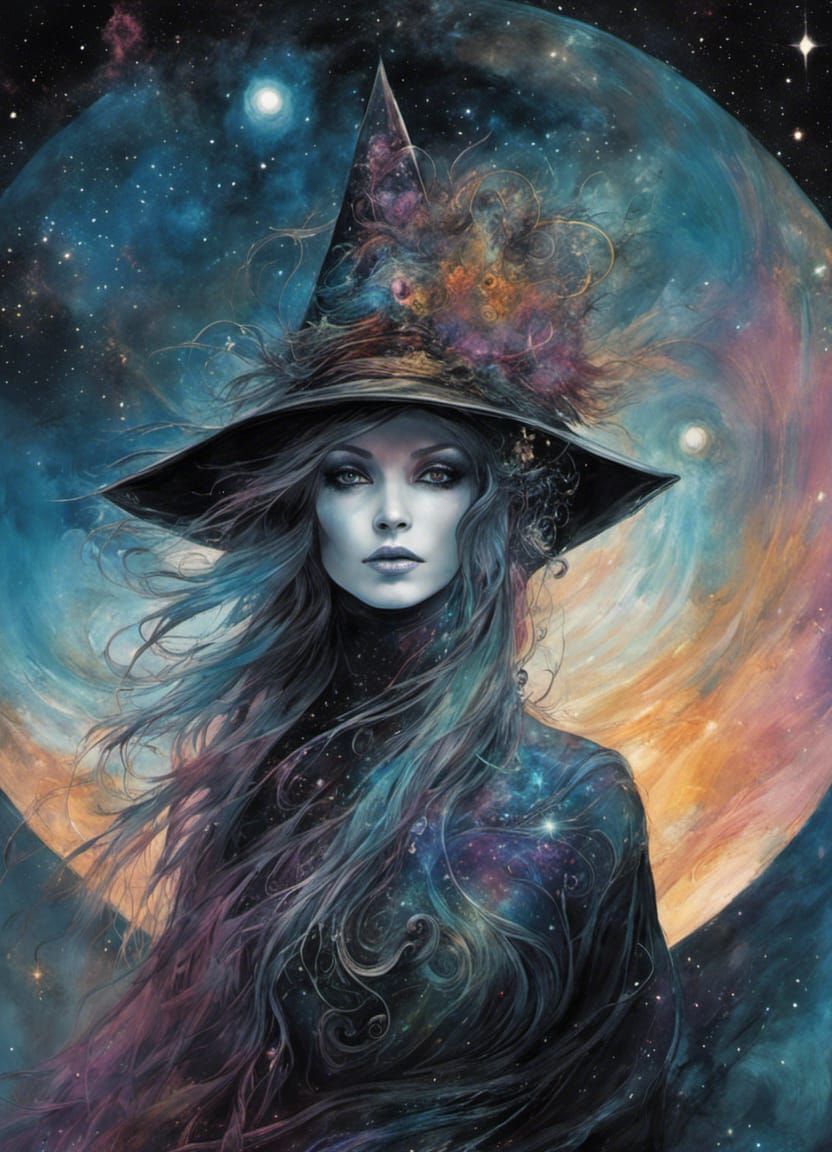 Cosmic Banshee in Gothic Space with Nebula Hues