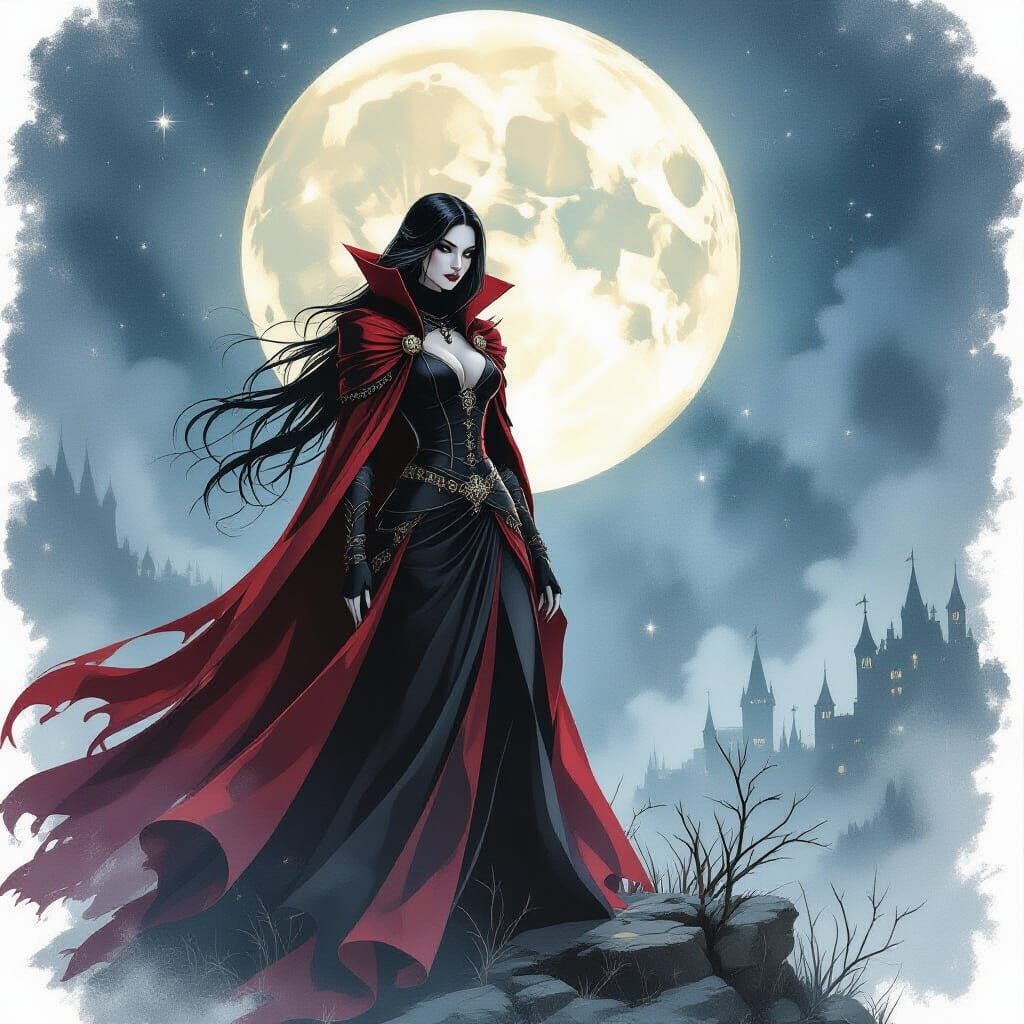 Vampire Illuminated by Moonlight