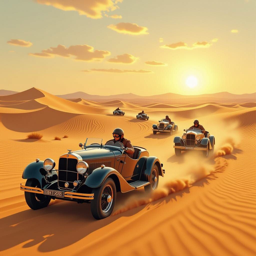 1930s Paris-Dakar Rally Through Tunisian Desert