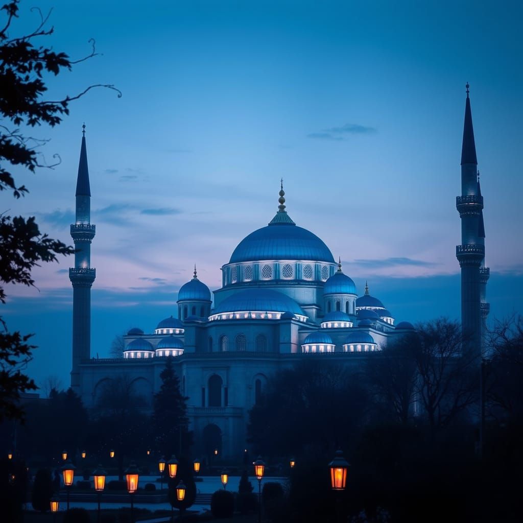 Blue Mosque Istanbul Twilight, in Farshchian Style