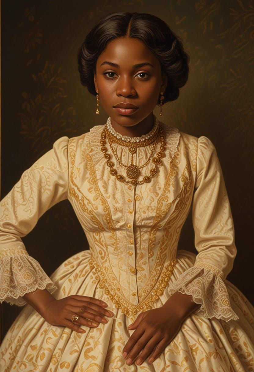 Victorian Portrait of Sara Forbes Bonetta in Lavish Room