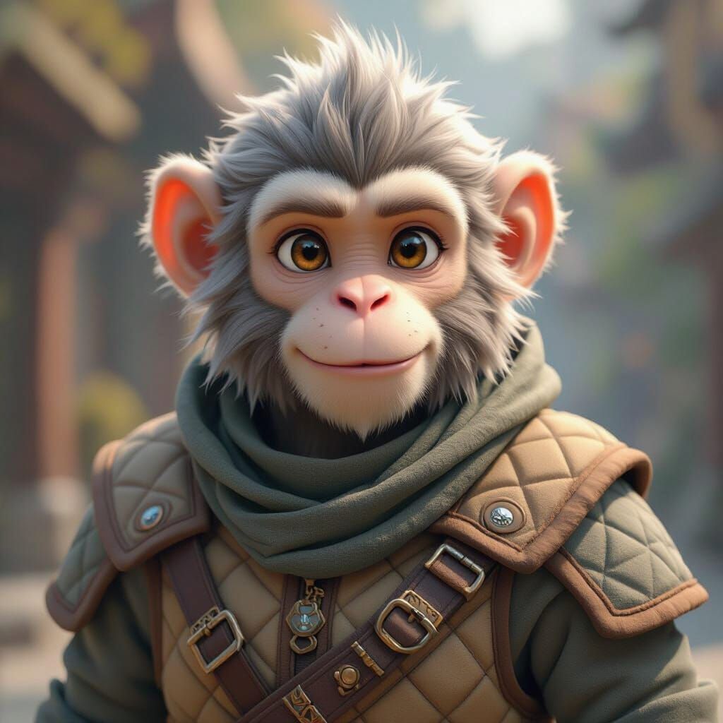 Anthropomorphic Monkey Character in Anime Style