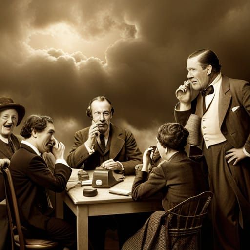 Addison Explains Telephone to Deaf: Vintage Sepia Tone