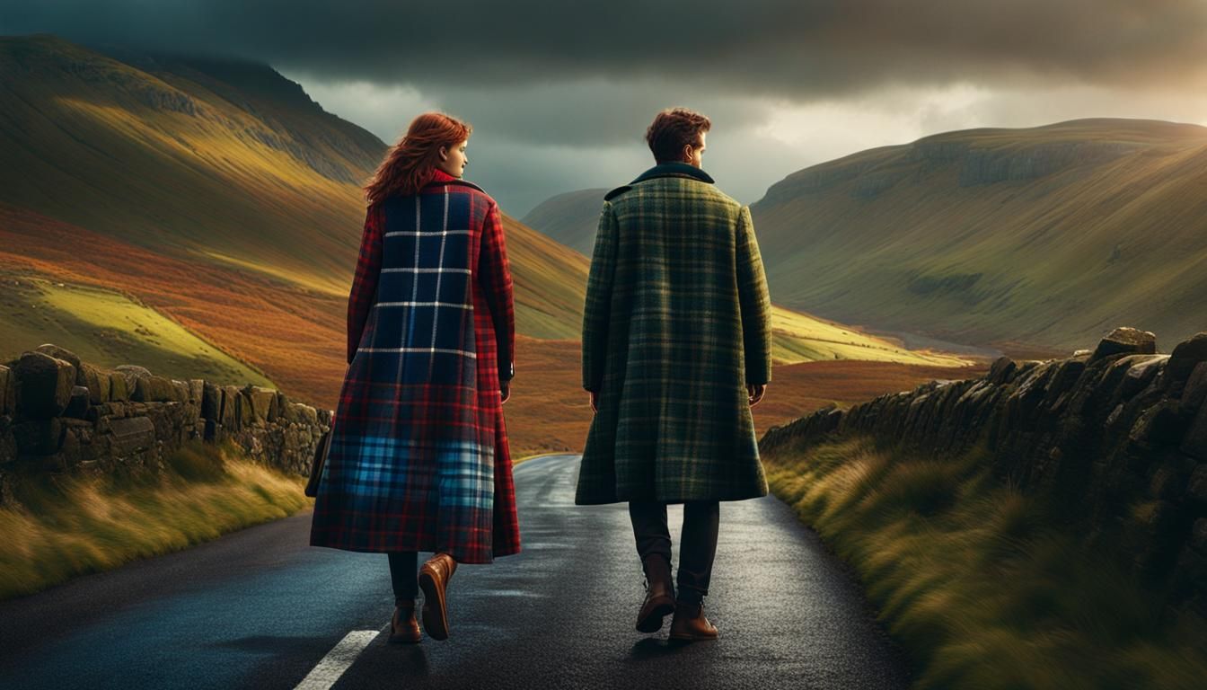 Scottish Roads: People in Plaid, Digital Matte Painting