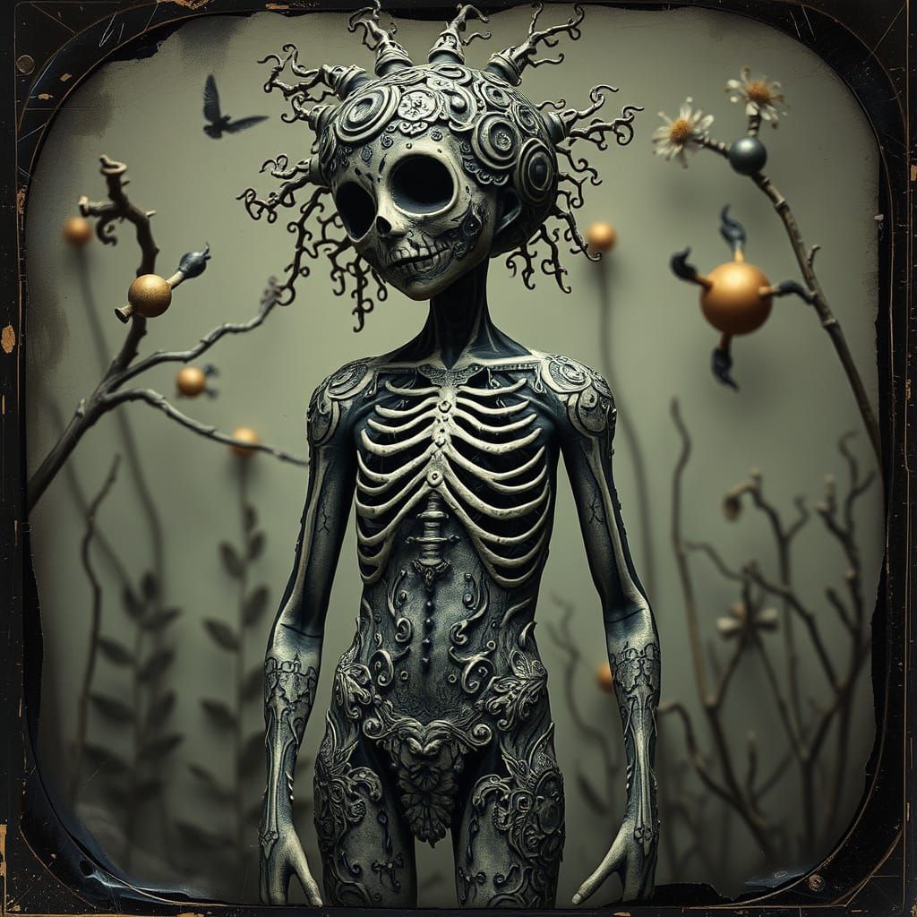 Surreal Hollow Character with Intricate Body Paint