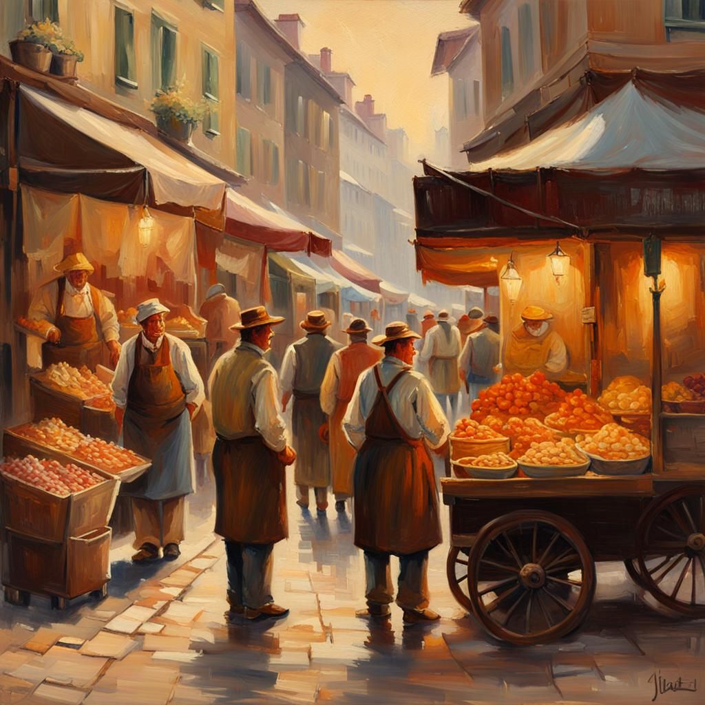 Old World Tradesmen in Impressionist Oil Painting