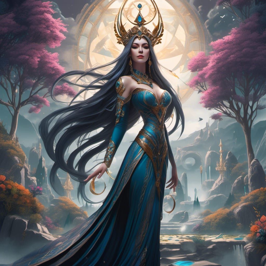 Goddess High Priestess in Detailed Fantasy Art