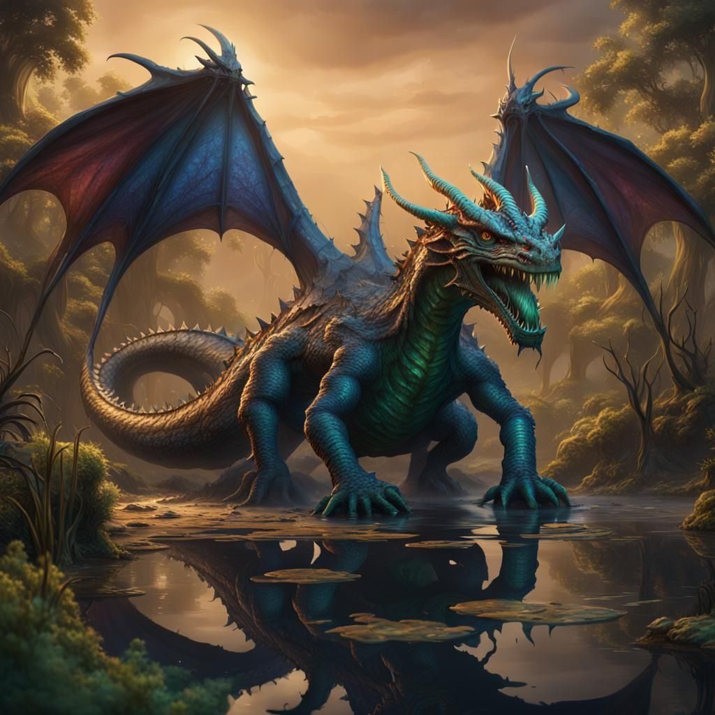 Lovecraftian Swamp Dragon Concept Art