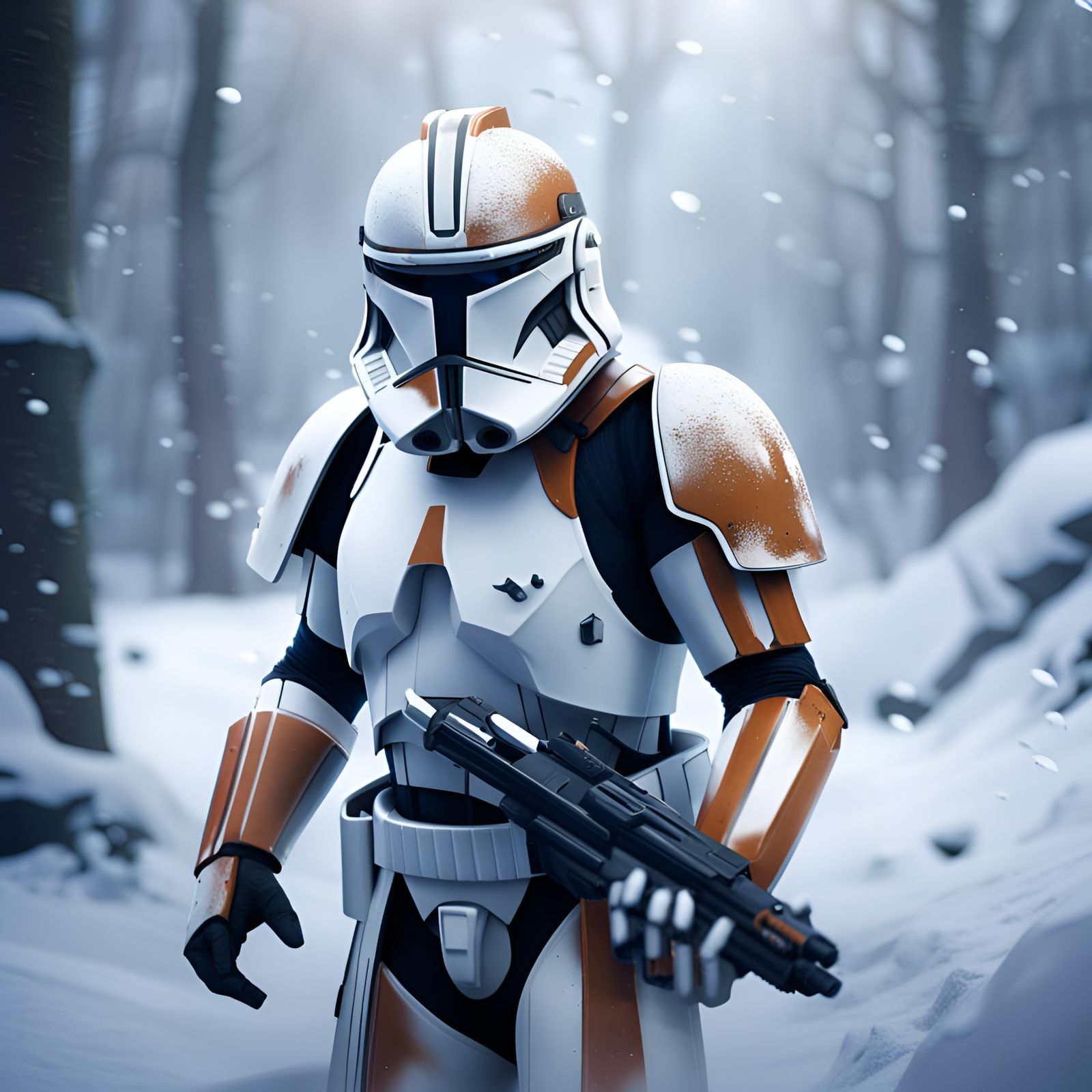 Clone Trooper in Snow: Detailed Matte Painting