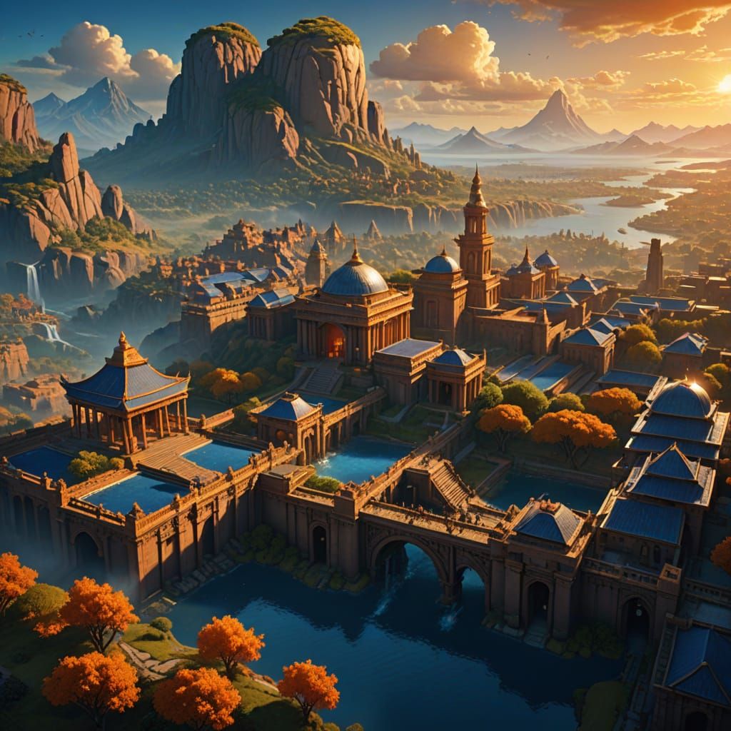 Fantasy Civilization Scene as Digital Matte Painting