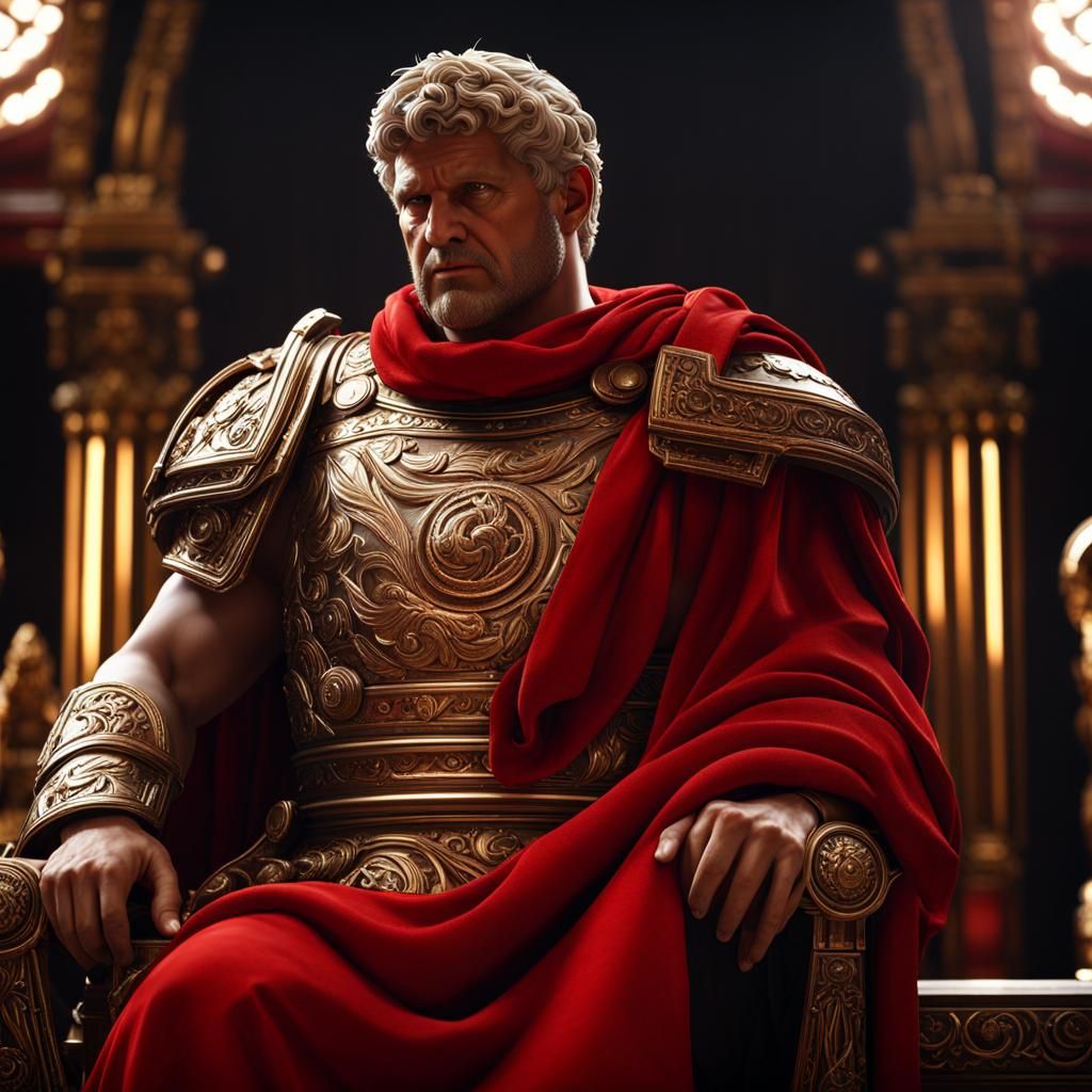 Roman Emperor, Red Toga, gives speech