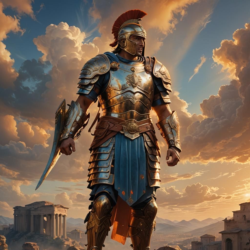 Fantasy Roman Warrior in Golden Hour Light