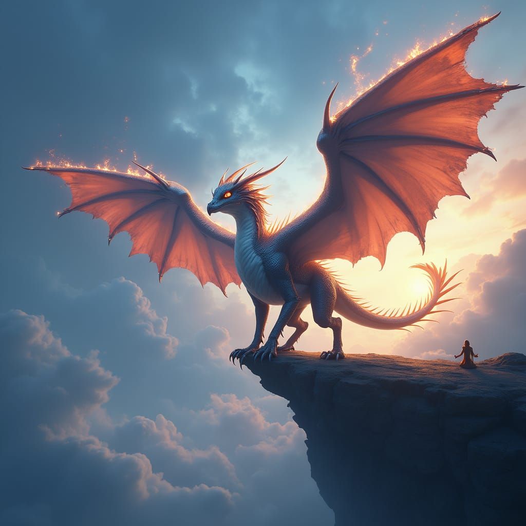 Epic Fantasy Dragon Griffin Phoenix Hybrid Soars Through Mys...