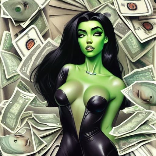 Shego Artistic Nude Portrait in Art Nouveau Style