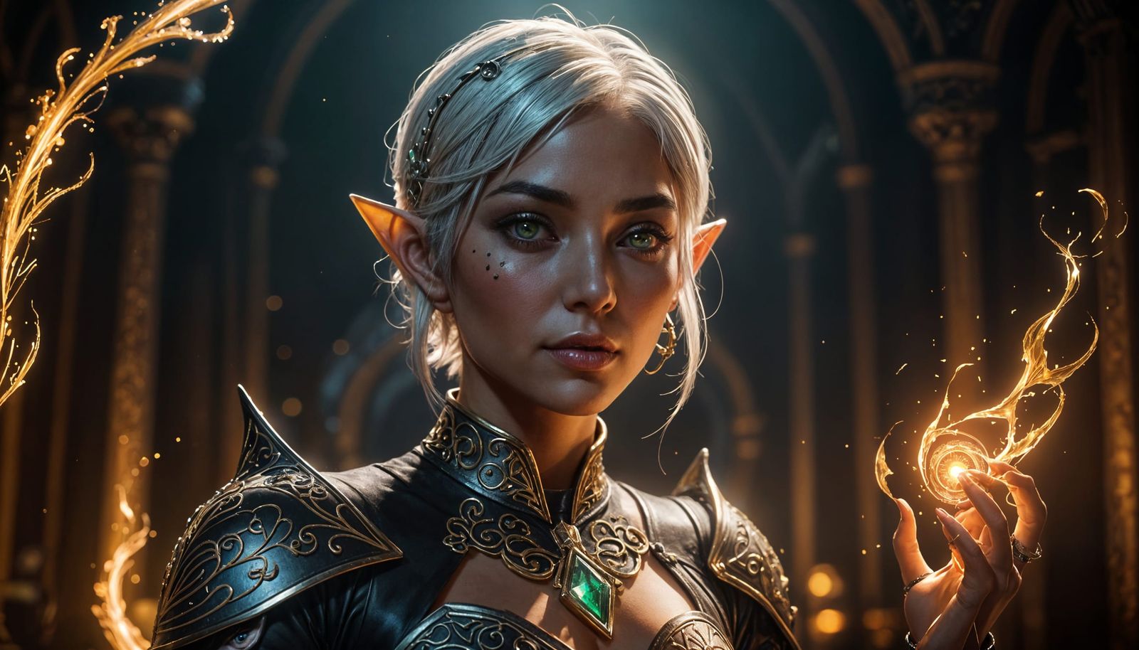 Hyperrealistic Sci-Fi Drow Pixie Performs Magic Tricks with ...