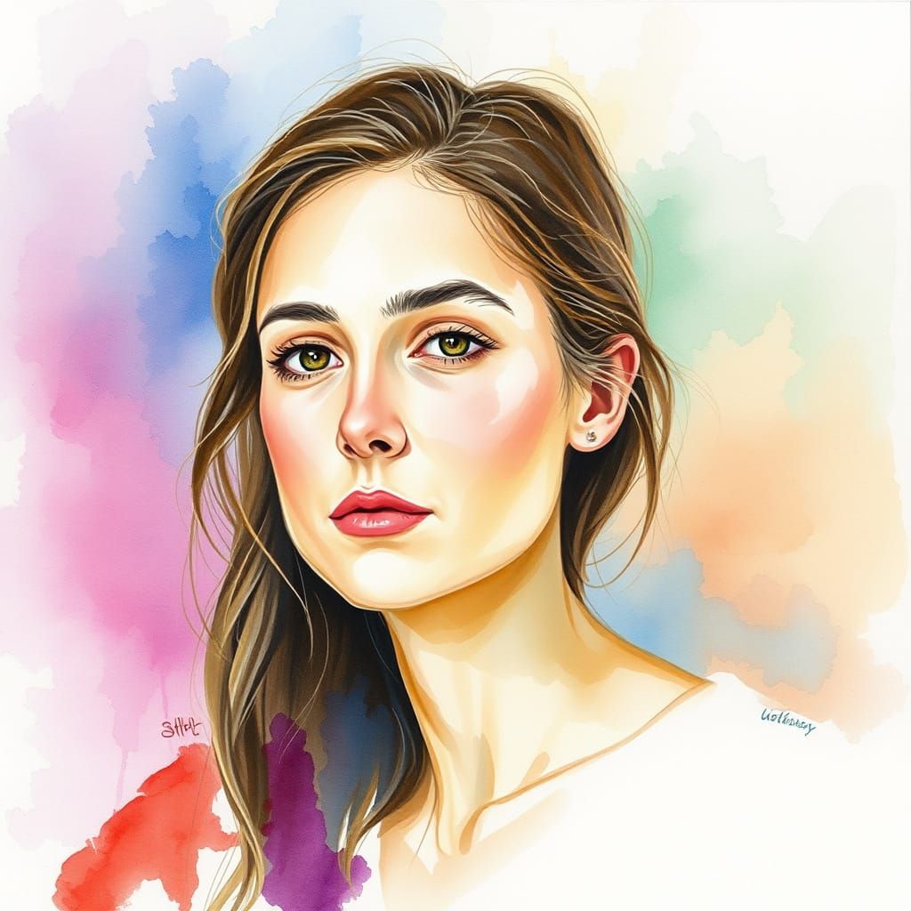 Expressive Watercolor Portrait of a Woman