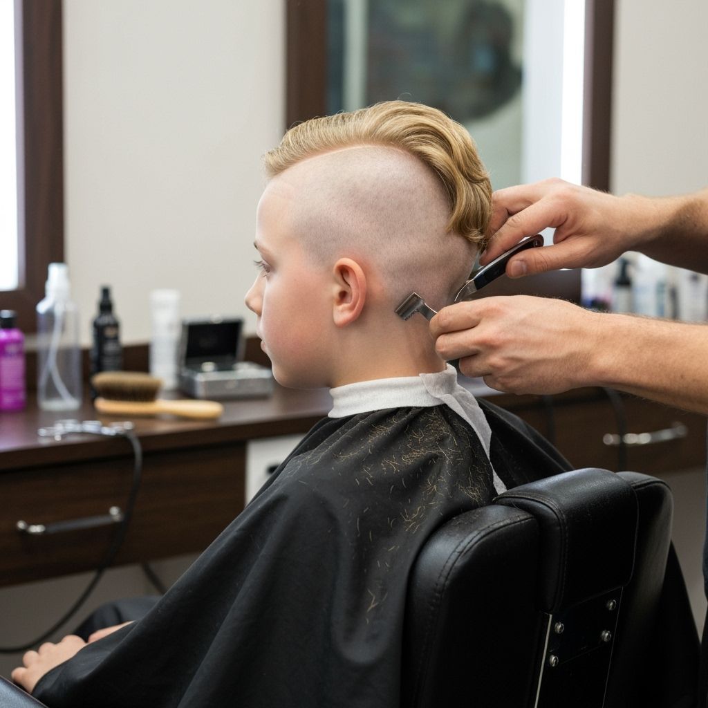 Hasidic Boy's Barbershop Visit: A Close-Up Portrait