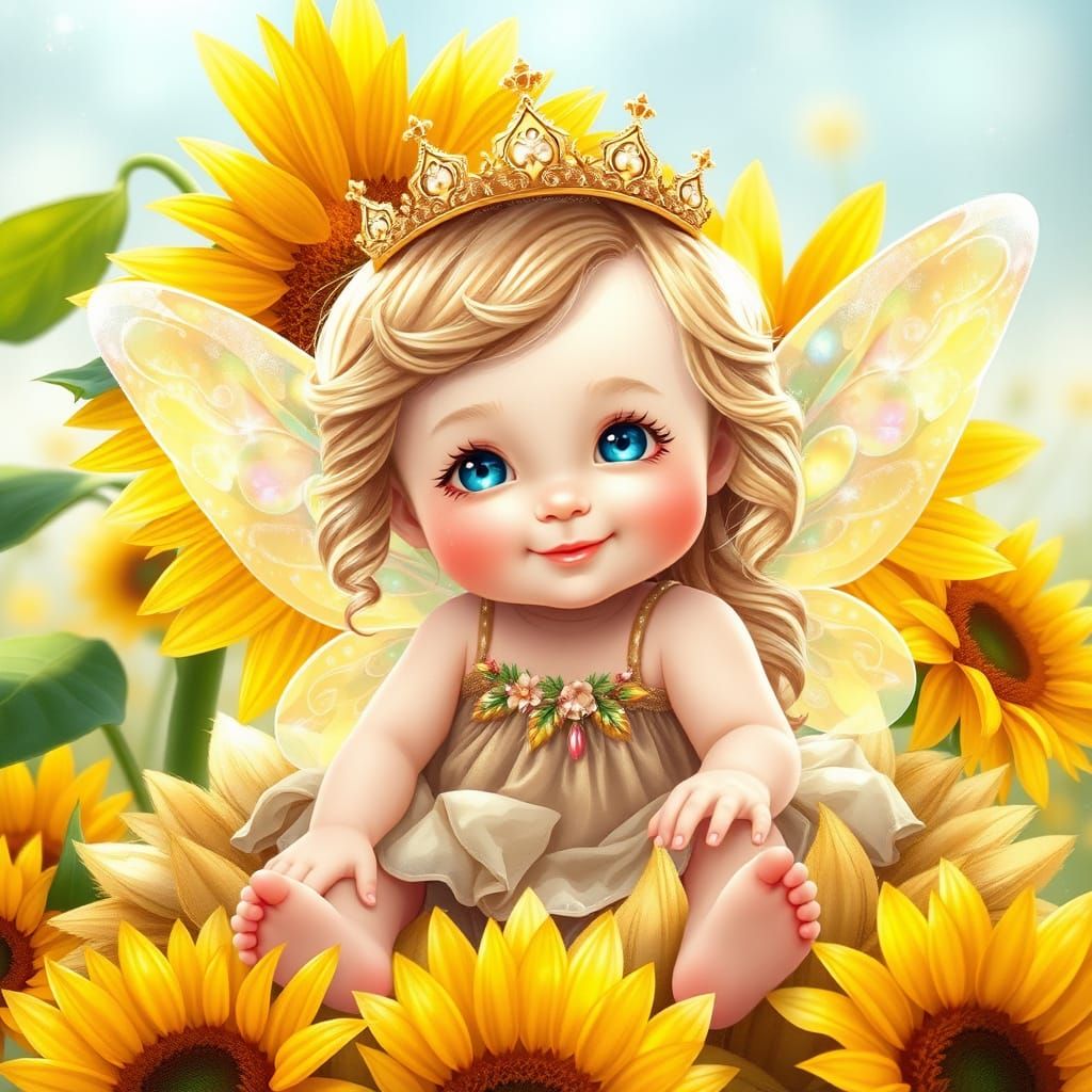 Surreal Fairy Girl in Sun-Kissed Meadow