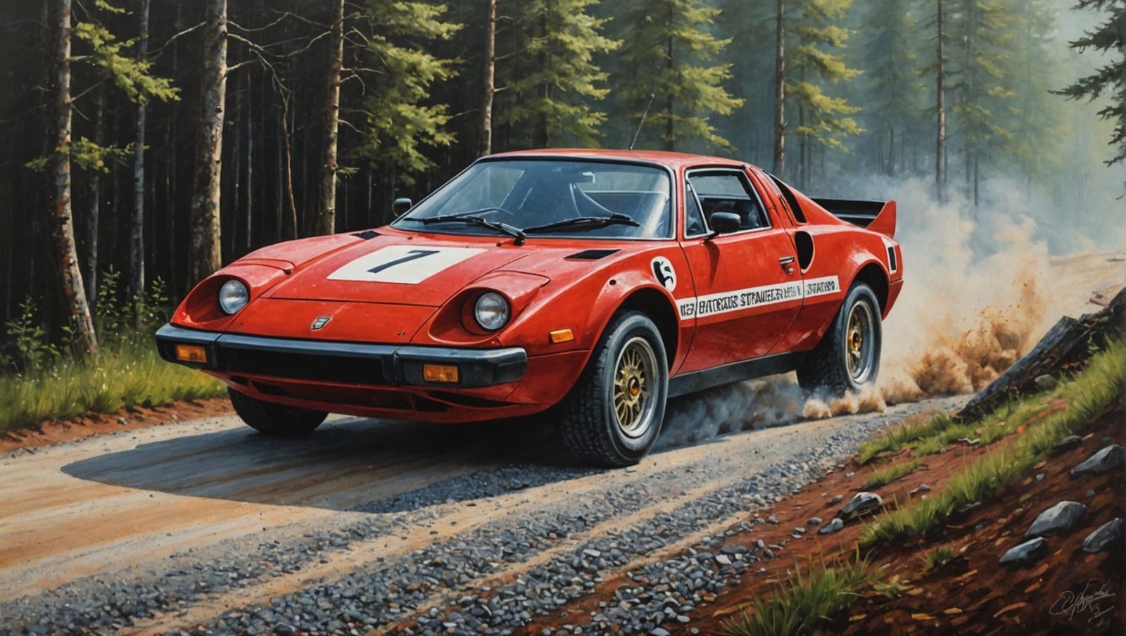 Lancia Stratos Drifting: Acrylic Painting with Surreal Touch...