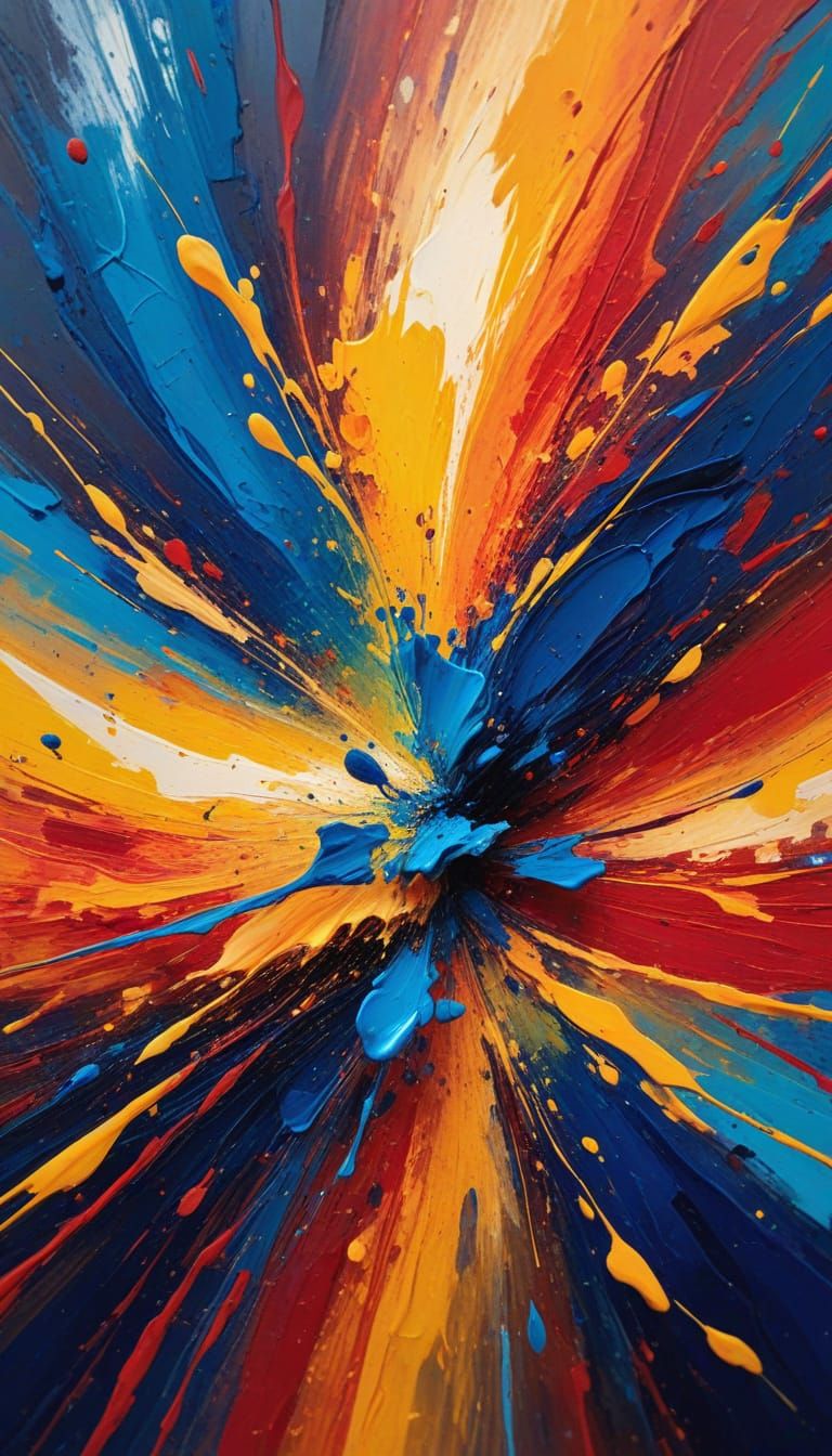 Vibrant Abstract Expressionism with Swirling Sunset Colors