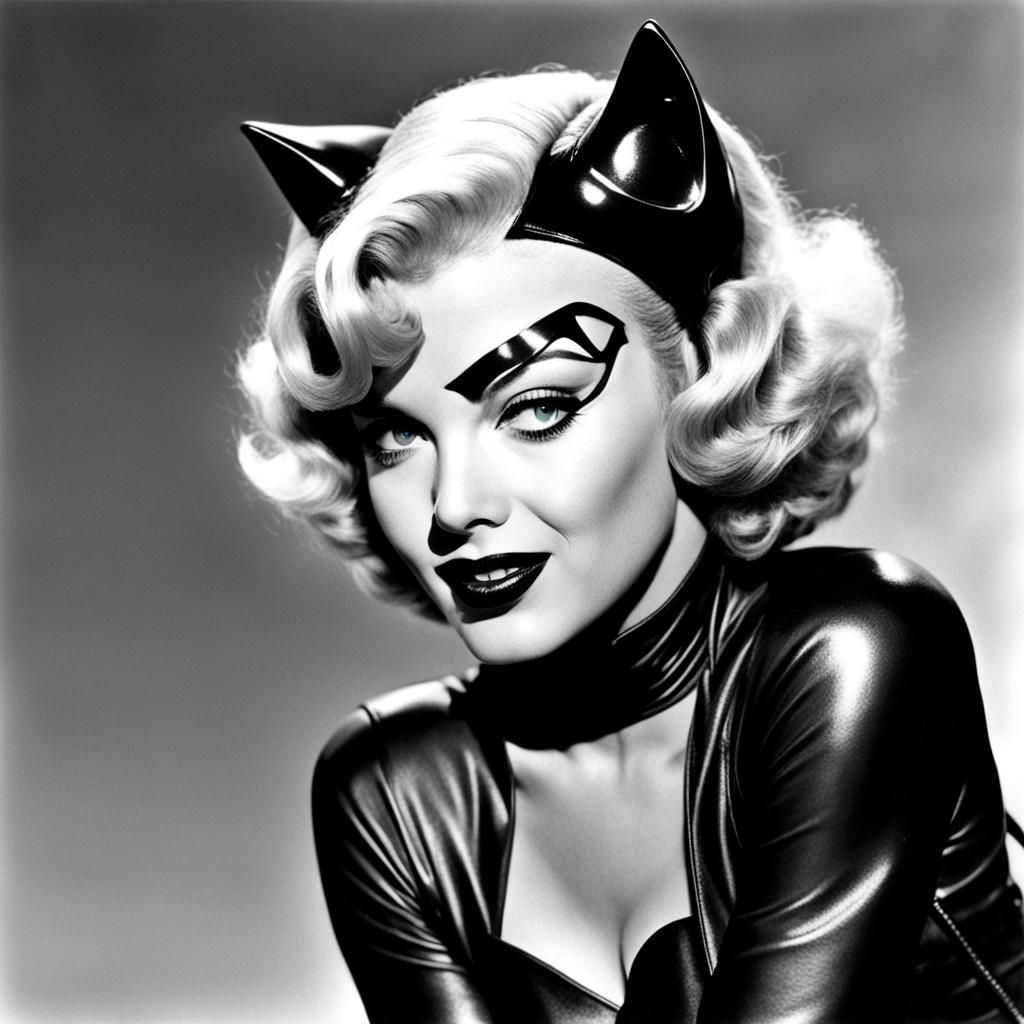 Marilyn Monroe as Catwoman: Digital Art Fusion