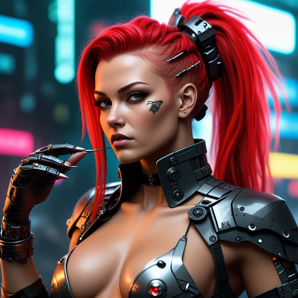 Cyberpunk Queen in an Enticing Situation