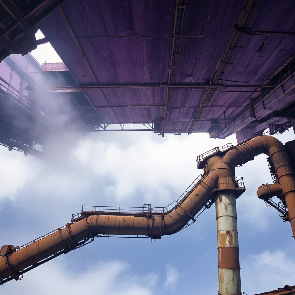 Abandoned Factory Ventilation System in Purple Hues