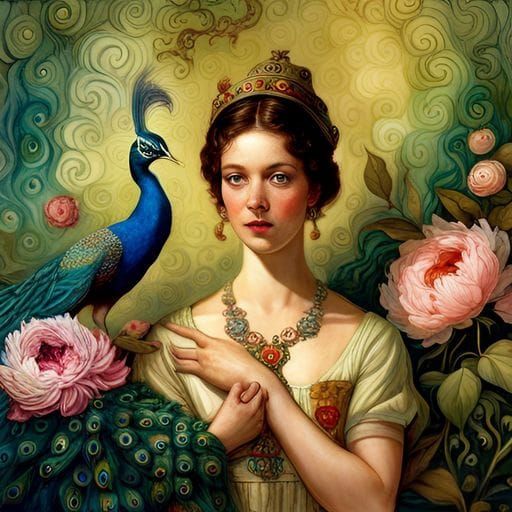 Peacock Goddess: An AI-Generated Divine Being