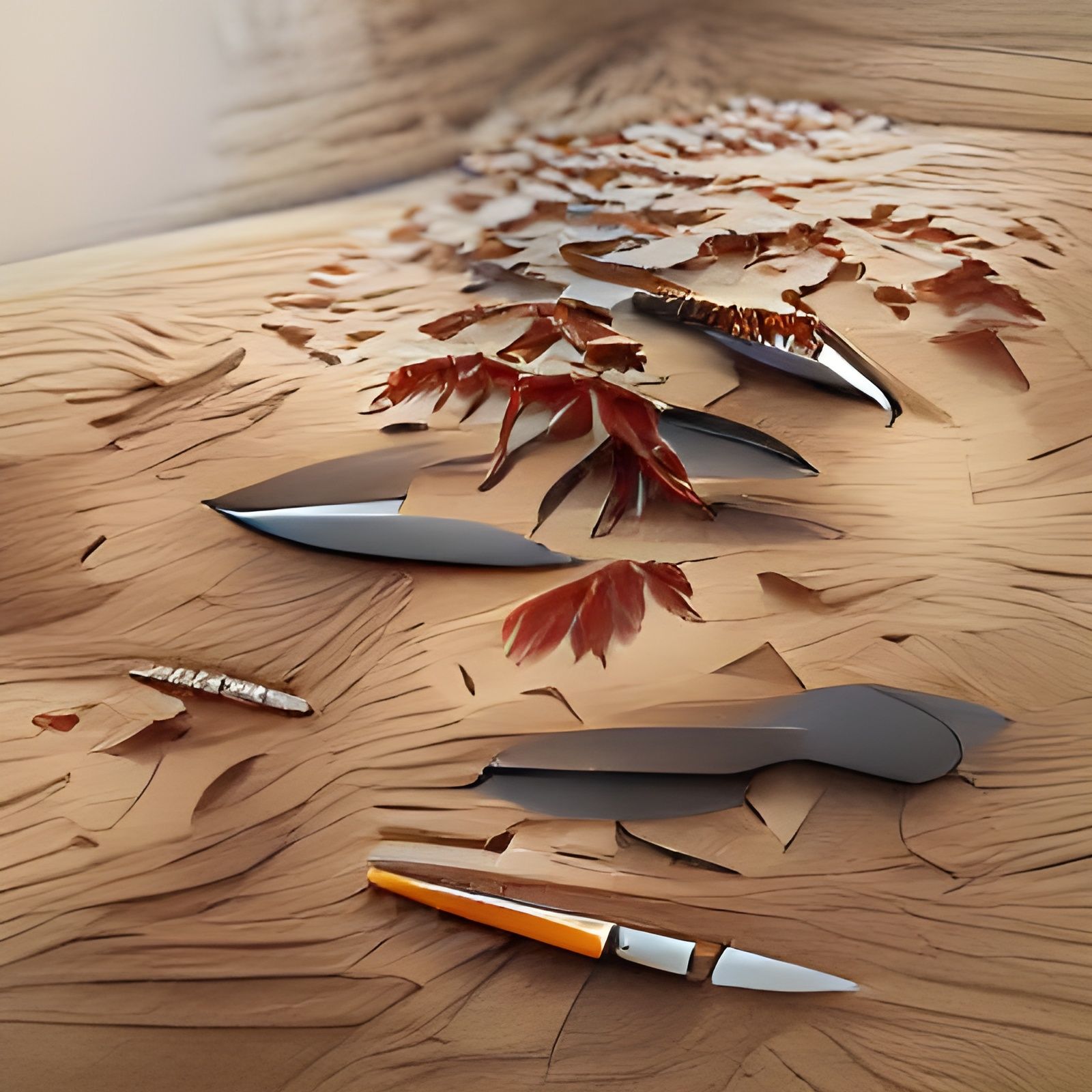 Photorealistic Deciduous Forest of Knives Rendered in Blende...