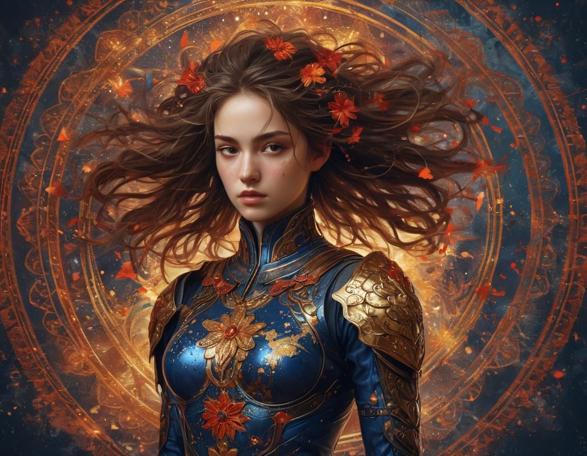 Baroque Romanticism Portrait of a Girl in Armor