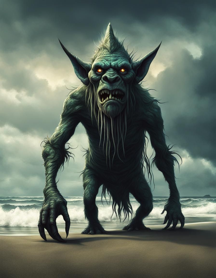 Ominous Sea Troll Digital Art Horror Fantasy