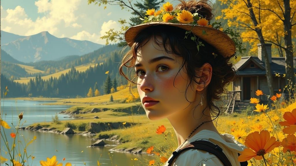 Indian Summer Lakeside Cabin Portrait