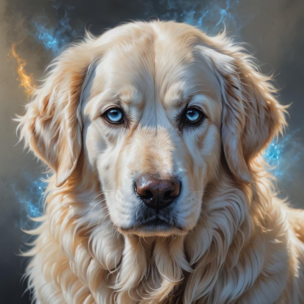 Supernatural Golden Retriever Portrait in Hyperrealism