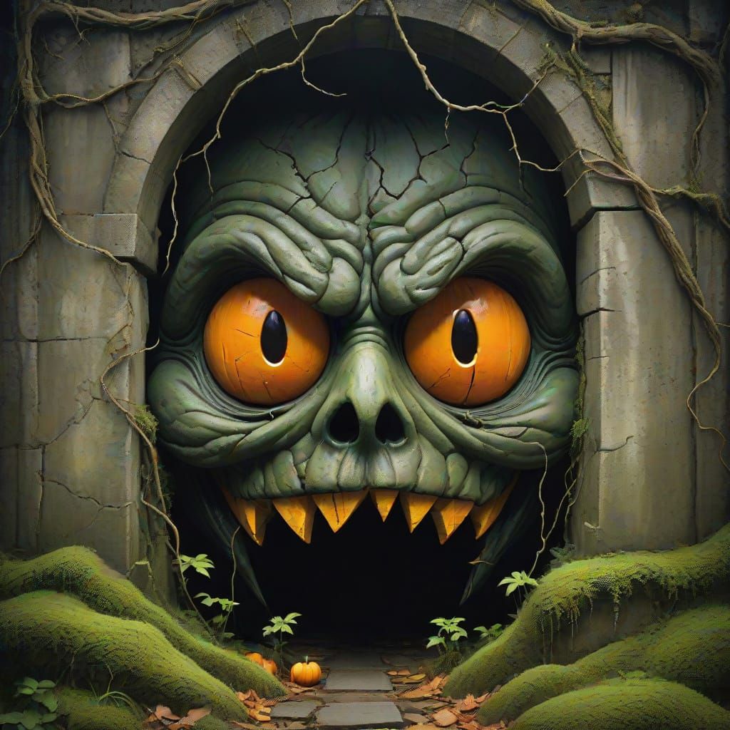 Haunted House Film Poster with Stylized Jack-o'-Lantern