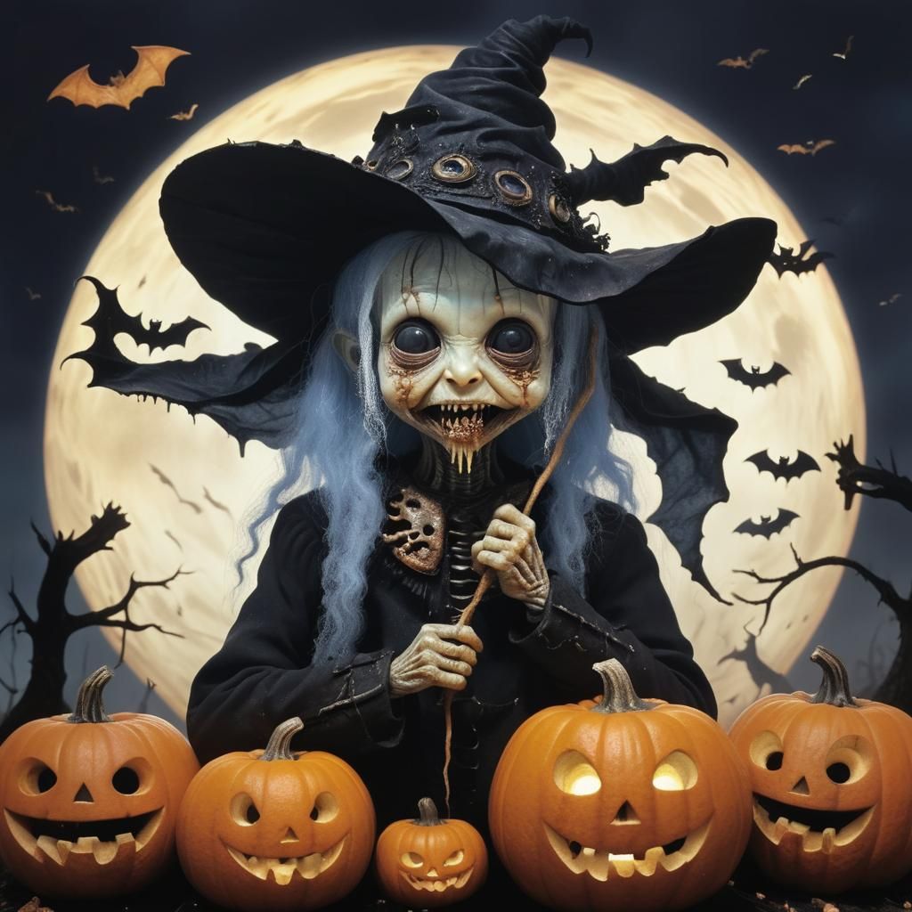 Eerie Halloween Witch, Macabre Realism