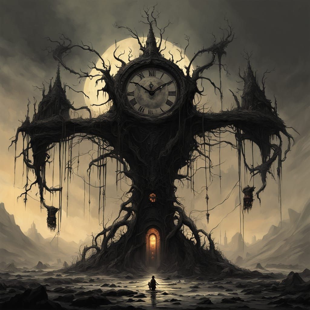 Time's Agonized Form in Dark Surrealism