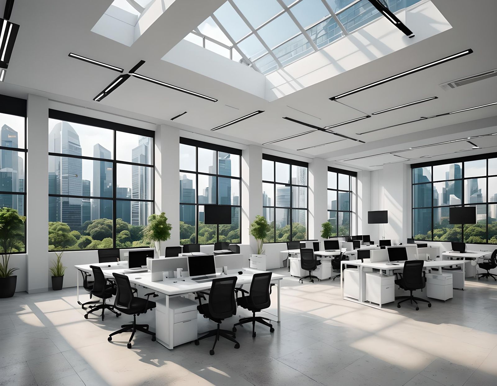Modern Open Office Space with Singapore View