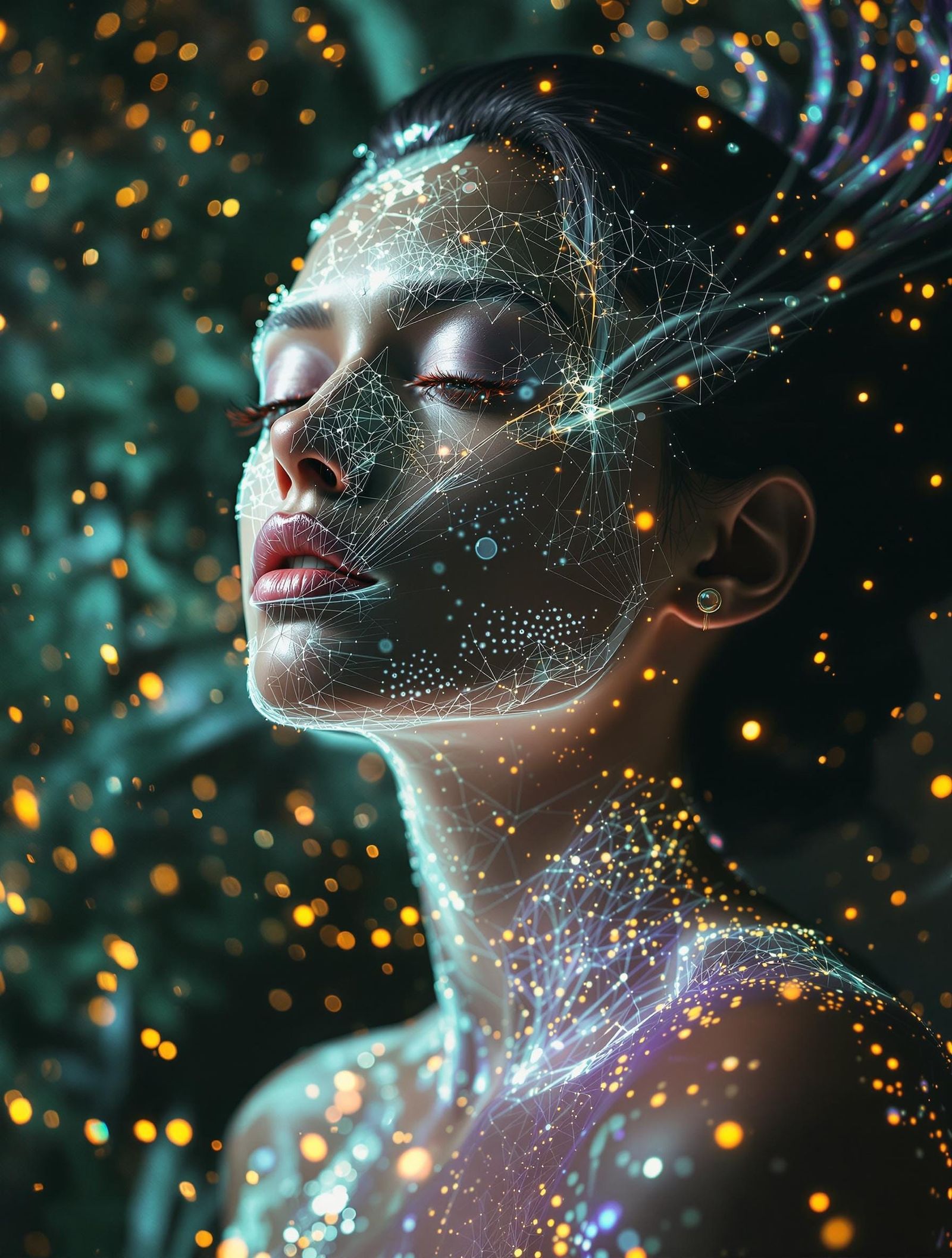 Dreamy Steamfunk Holo Portrait in Solarigraphy Style