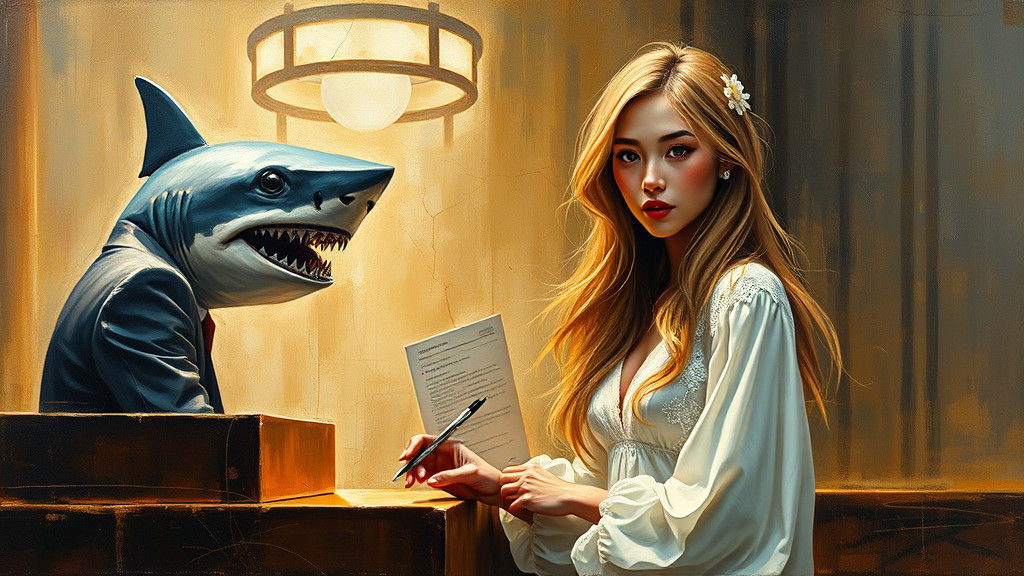 Woman and Shark Clerk as Impressionist Oil Painting