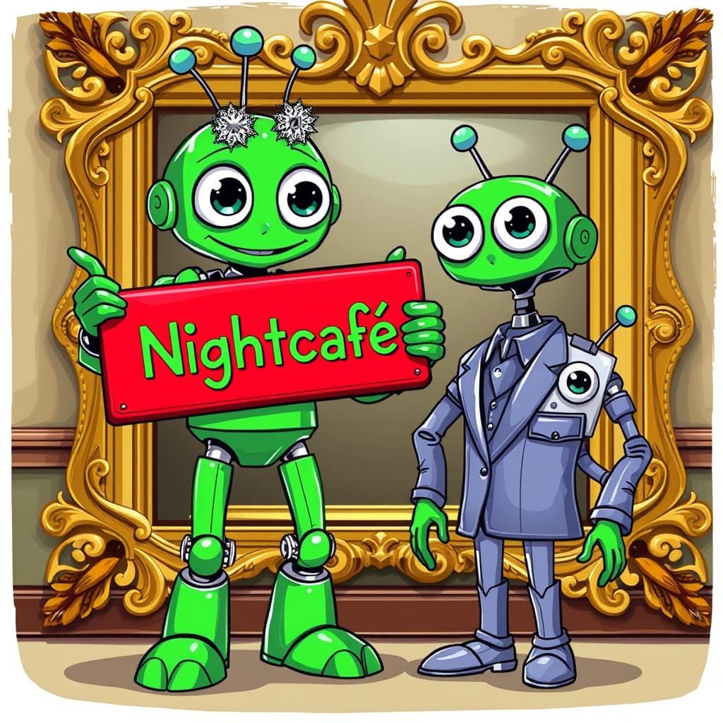 Colorful Cartoon Robots in Vibrant Night Scene