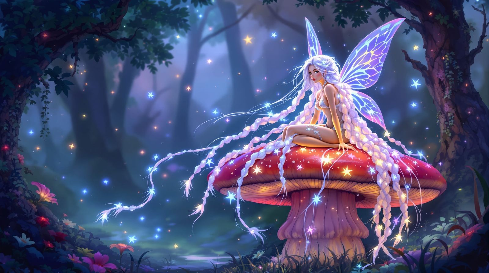 Whimsical Fairy in Enchanted Forest Clearing