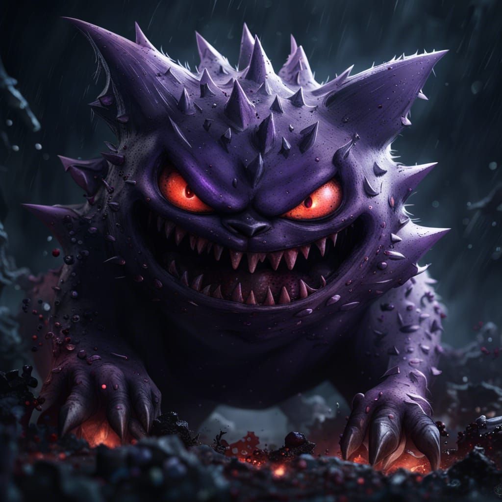 Realistic Scary Gengar: Detailed Matte Painting