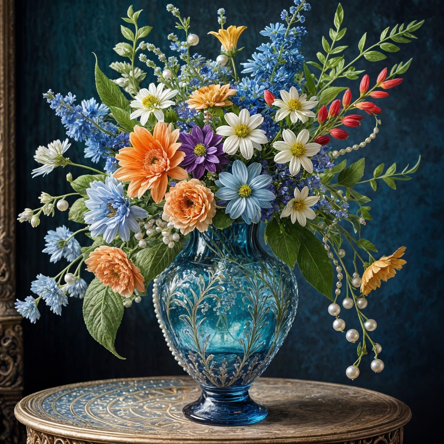 Breathtaking Summer Floral Vase in Hyperdetailed Realism