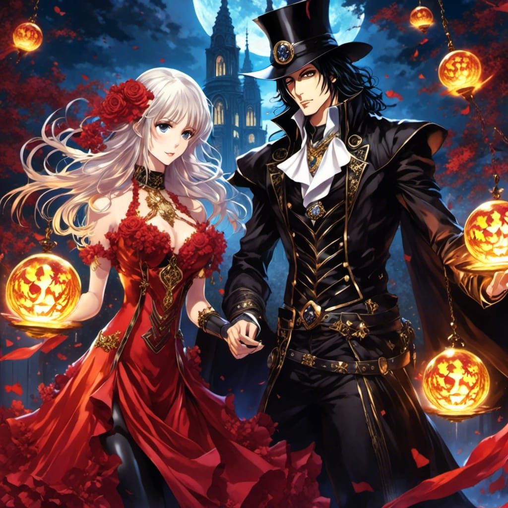 Anime Warlock and Witch Couple Key Visual