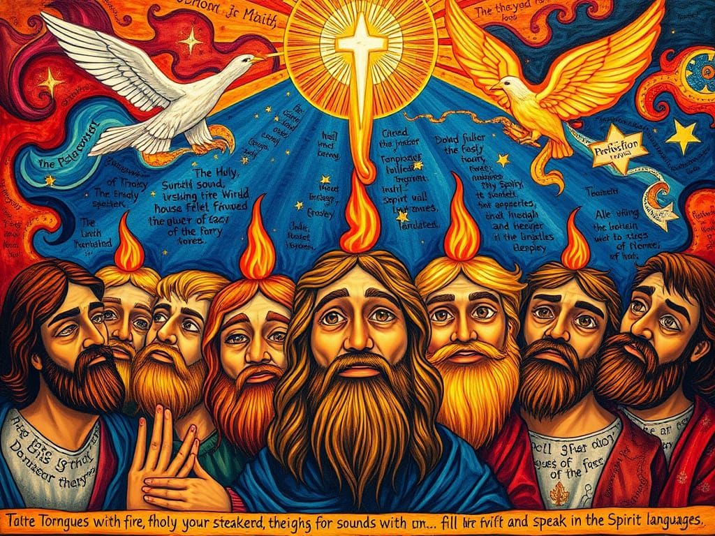 Visionary Folk Art Pentecost in Howard Finster Style