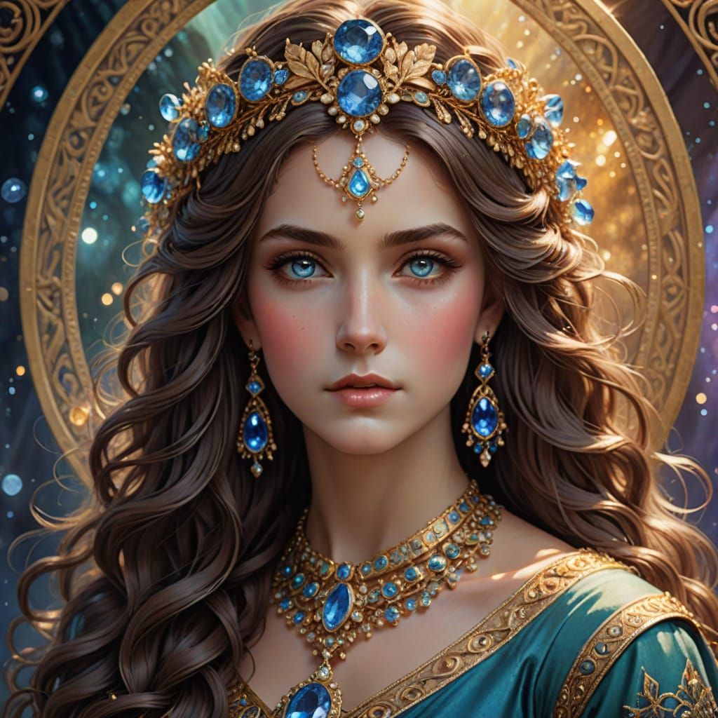 Goddess of Harmony Close Portrait in Ethereal Beauty