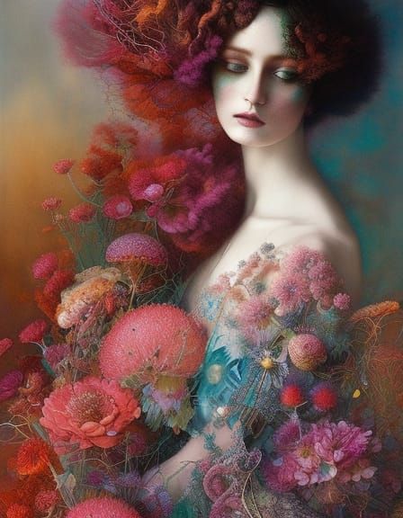 Ballerina Double Exposure with Floral Elements