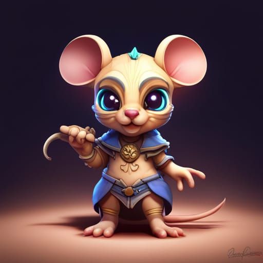 Chibi Baby Mouse in Detailed Digital Art