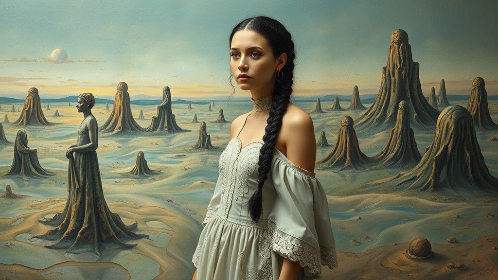 Surreal Woman in Dreamscape, Salvador Dali Style